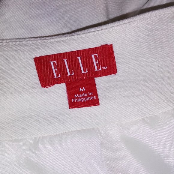 Elle Blouse Blazer‎ Medium Ivory Ruffle Trim Hook & Eye Front Closure Solid - Picture 11 of 12
